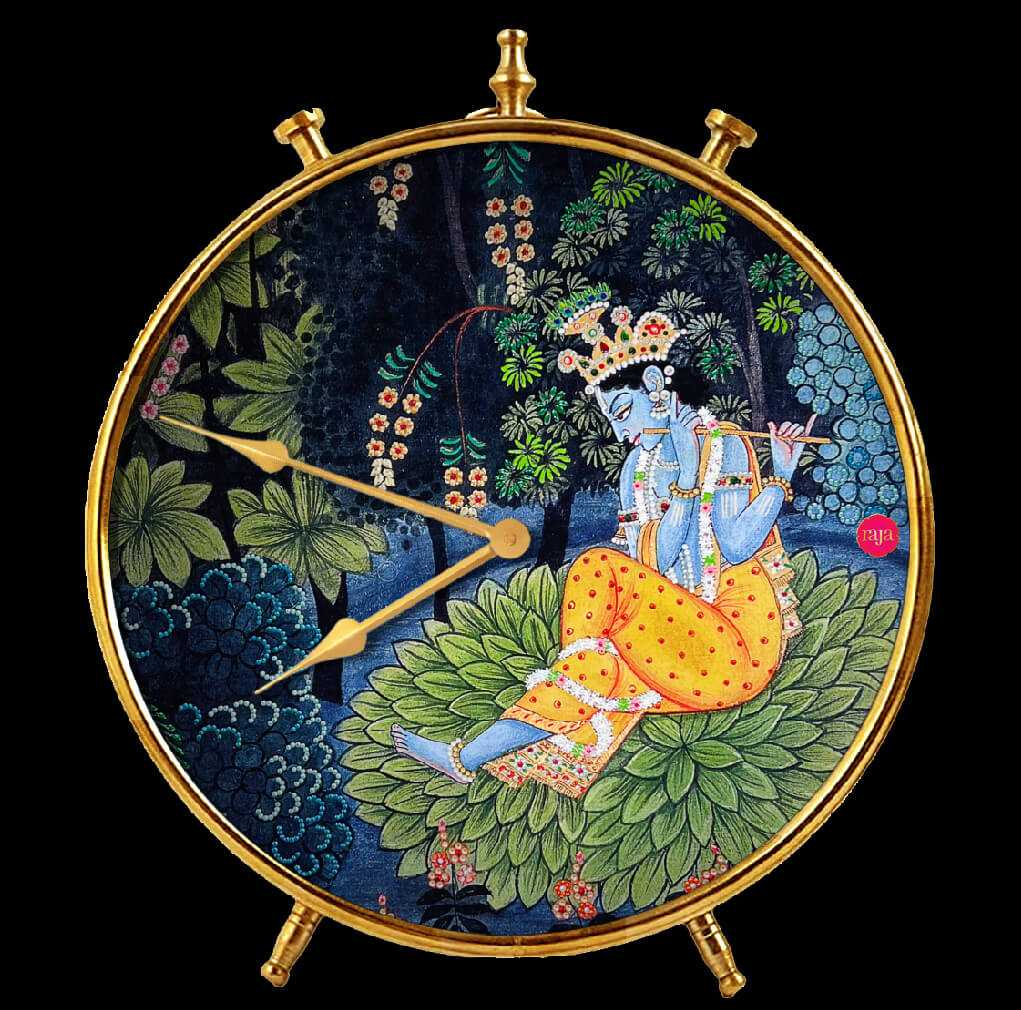 Krishna Table Clock Art - Rajatimeless