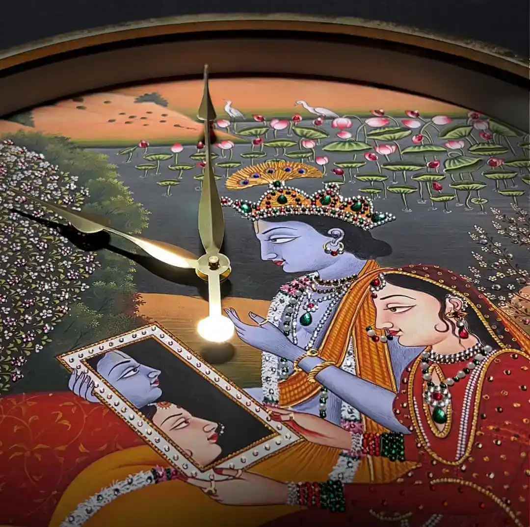 Radha and Krishna Clock Art - Rajatimeless
